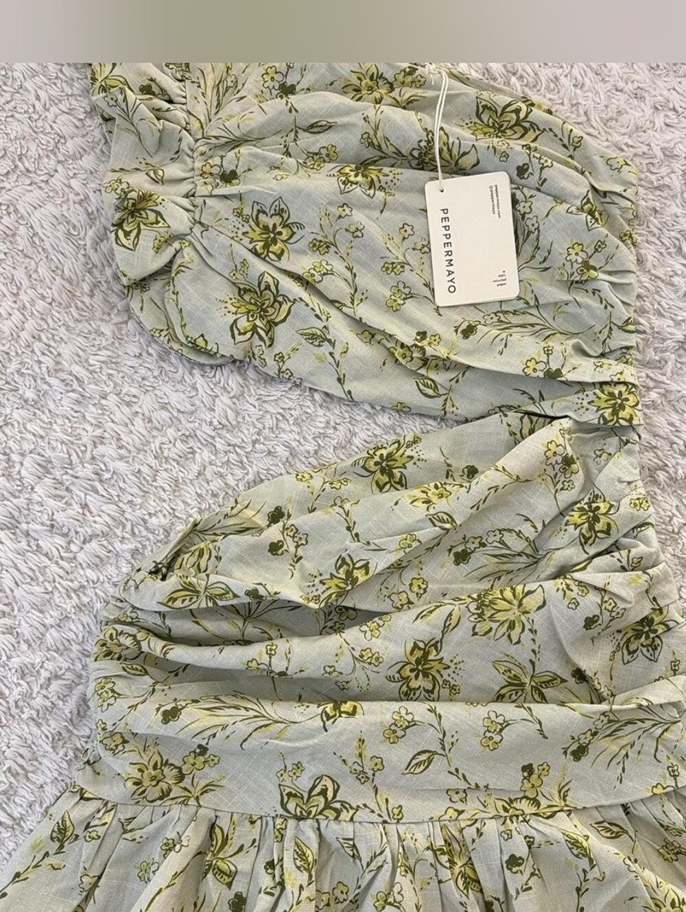 Peppermayo Maisie Linen Mini Dress Sage Floral Size US 6